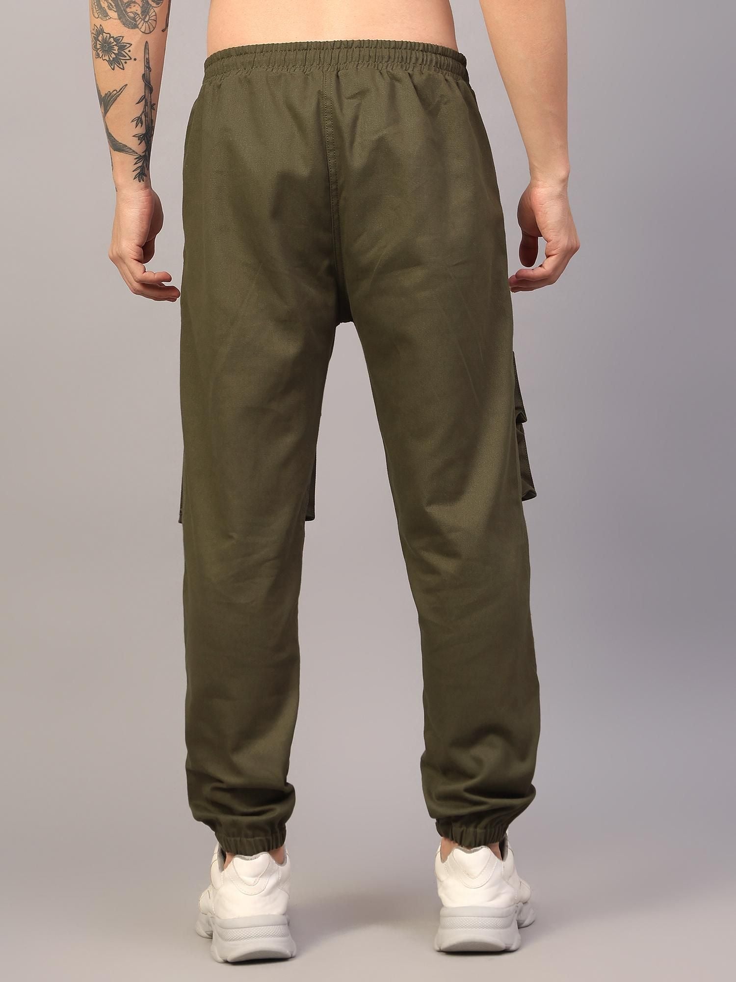 Sprouted Men's Cotton Blend Solid Multipocket Cargo Jogger Roposo Clout