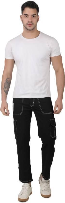 FUDE PRIDE Men's Slim Fit Mid Rise Printed Black Jeans Roposo Clout