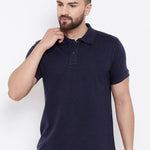 Cotton Blend Solid Half Sleeves Polo T-Shirt Roposo Clout