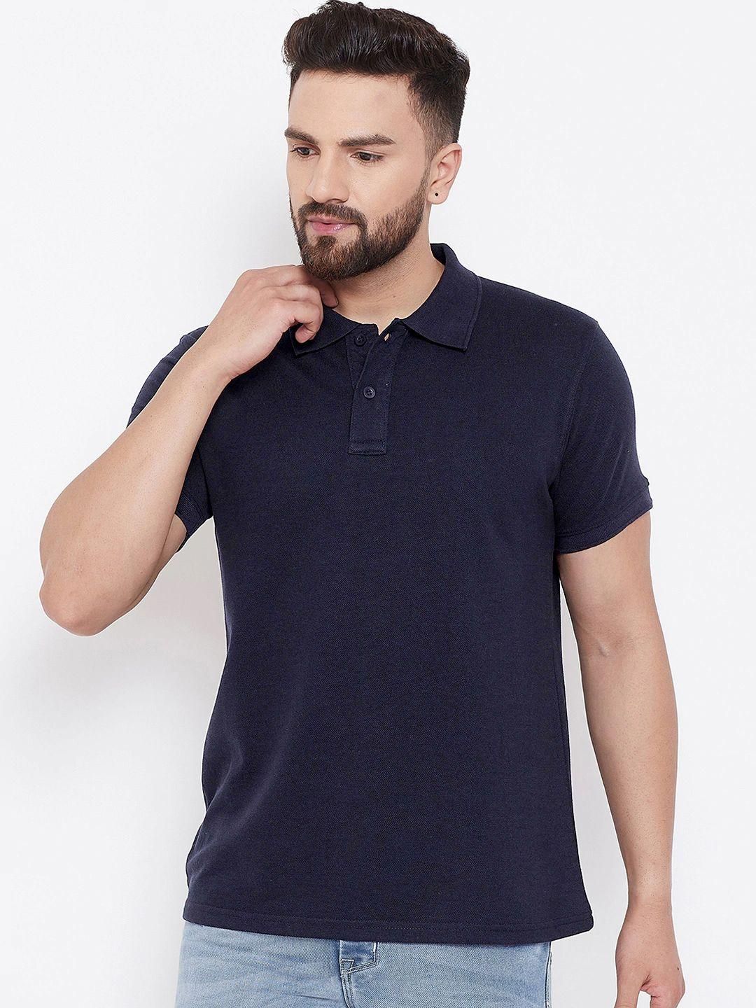 Cotton Blend Solid Half Sleeves Polo T-Shirt Roposo Clout