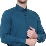 SREY Men Slim Fit Solid Blue Formal Shirt Roposo Clout