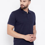 Cotton Blend Solid Half Sleeves Polo T-Shirt Roposo Clout