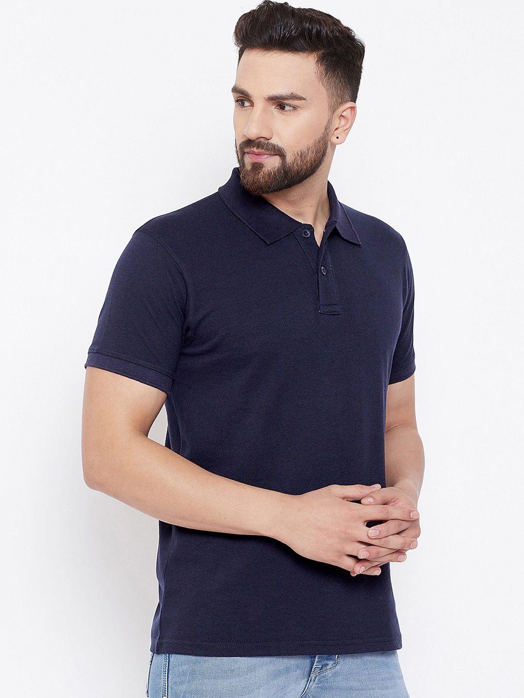 Cotton Blend Solid Half Sleeves Polo T-Shirt Roposo Clout