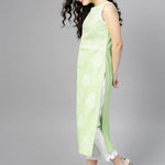 PANNKH Green Sleeveless Printed Chambray Kurta Roposo Clout