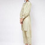 PANNKH Pista Festive Foil Printed Shirt Style Kurta With High-Low Hemline Roposo Clout