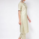 PANNKH Pista Festive Foil Printed Straight-Fit Kurta Roposo Clout