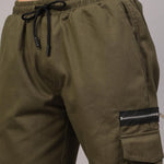 Sprouted Men's Cotton Blend Solid Multipocket Olive Cargo Pant Roposo Clout