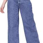 Women's Solid High Waist Rise Flared Denim Jeans Roposo Clout