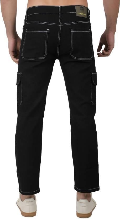 FUDE PRIDE Men's Slim Fit Mid Rise Printed Black Jeans Roposo Clout