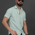 Men's Polycotton (Popcorn Fabric ) Solid Half Sleeves Casual Shirt Roposo Clout