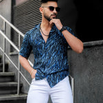 ROYAL TAIL Men's Printed Rayon Cuban Collar Casual Shirt Blue Roposo Clout