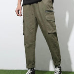 Sprouted Men's Cotton Solid Multipocket Olive Cargo Pant Slim Fit Roposo Clout