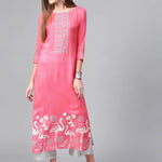 PANNKH Pink Lotus Inspired Swan Printed Kurta Roposo Clout