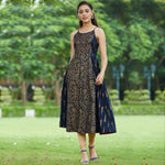 PANNKH Navy Blue Printed Strappy Kurta Roposo Clout