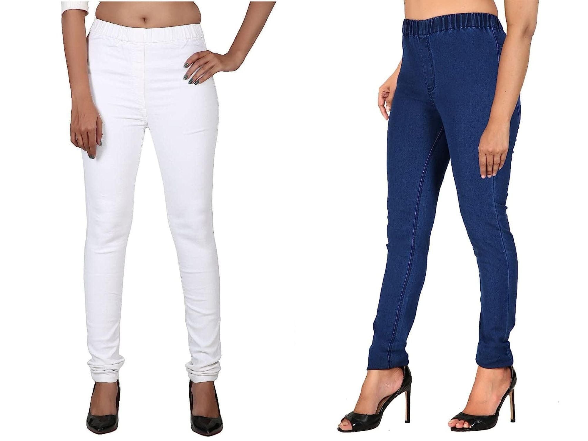 FITWINGS Combo of 2 Women's Slim Fit Denim Lycra Stretchable Jegging Roposo Clout