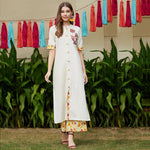 PANNKH Embroidered Beige Kurta With Palazzo Set Roposo Clout