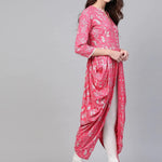 PANNKH Pink Foil Printed Cowl Kurta Roposo Clout