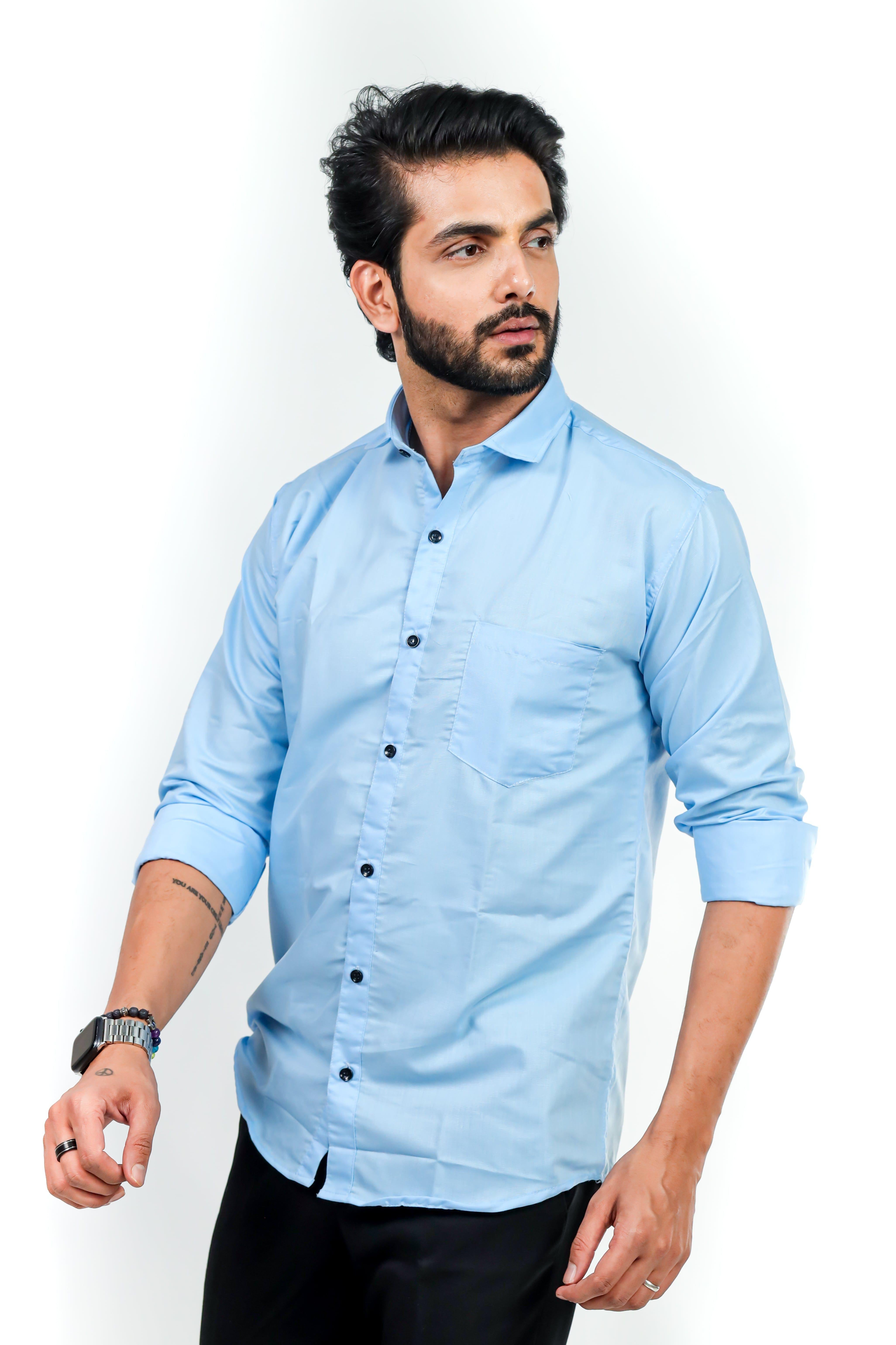 HARPITA Cotton Solid Full Sleeves Regular Fit Mens Formal Shirt Roposo Clout