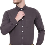 SREY Men Slim Fit Solid Grey Formal Shirt Roposo Clout