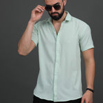 Men's Polycotton (Popcorn Fabric ) Solid Half Sleeves Casual Shirt Roposo Clout