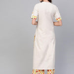 PANNKH Embroidered Beige Kurta With Palazzo Set Roposo Clout