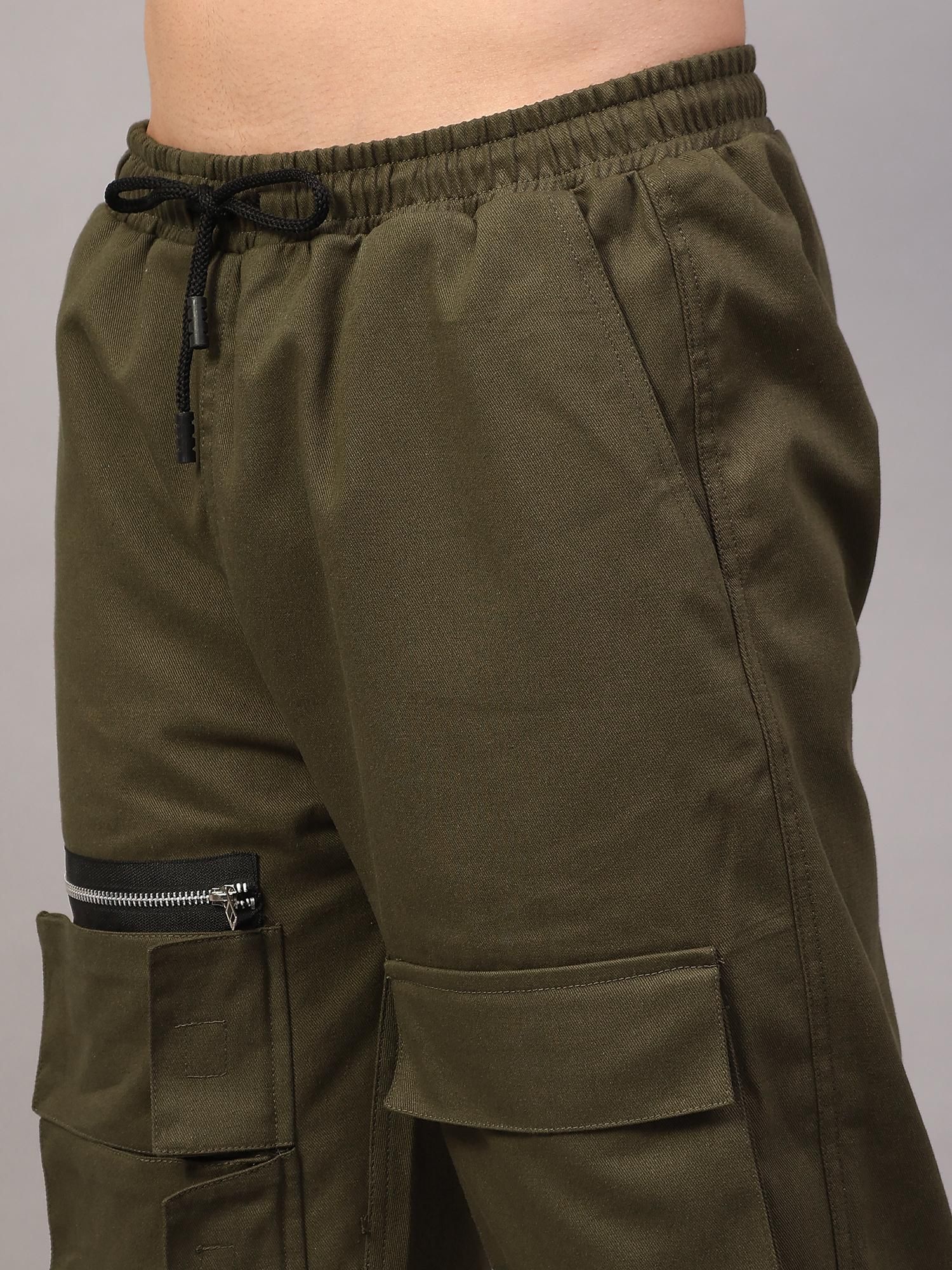 Sprouted Men's Cotton Blend Solid Multipocket Cargo Jogger Roposo Clout