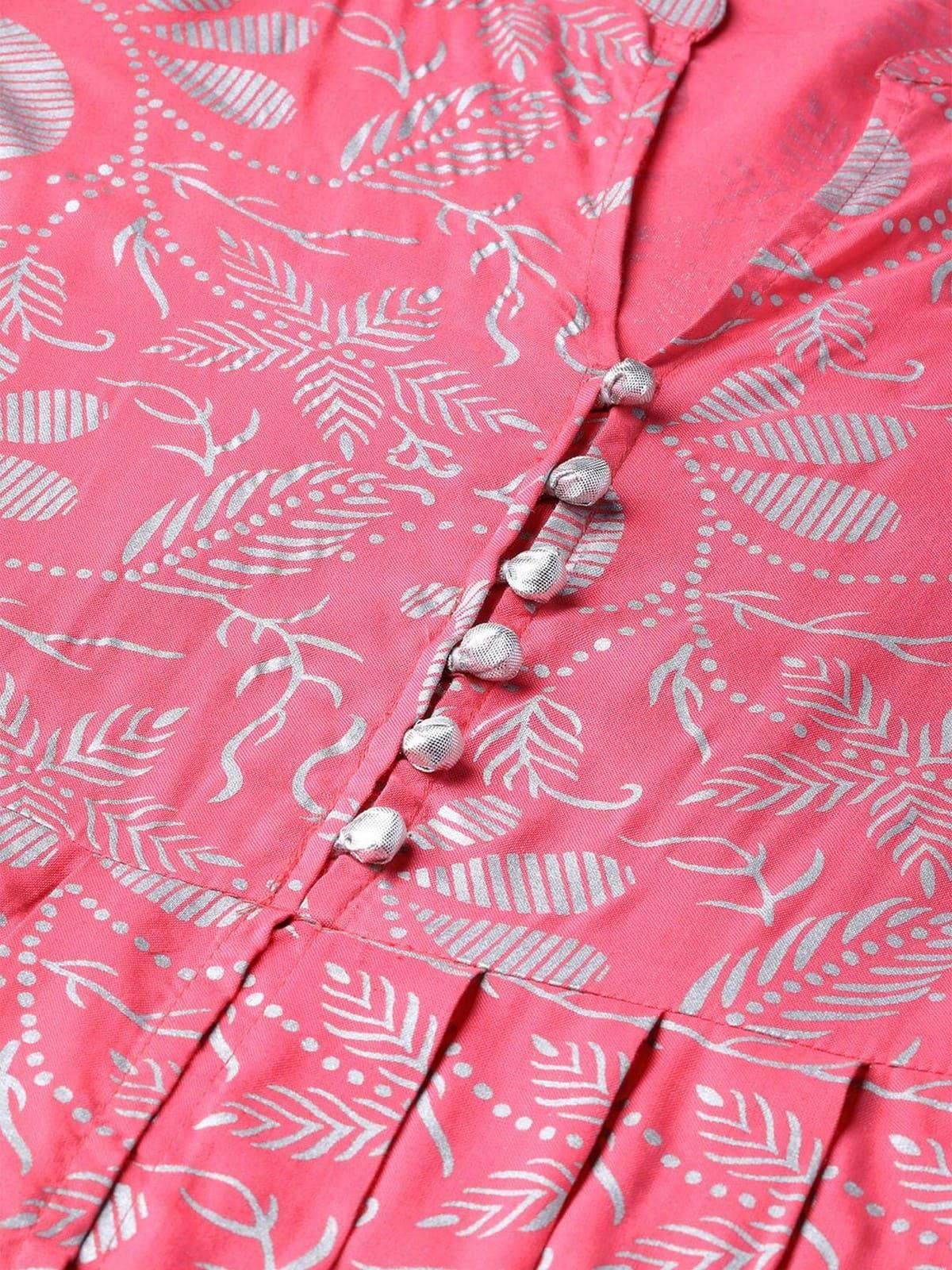 PANNKH Pink Foil Printed Cowl Kurta Roposo Clout