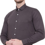 SREY Men Slim Fit Solid Grey Formal Shirt Roposo Clout