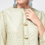 PANNKH Pista Festive Foil Printed Shirt Style Kurta With High-Low Hemline Roposo Clout