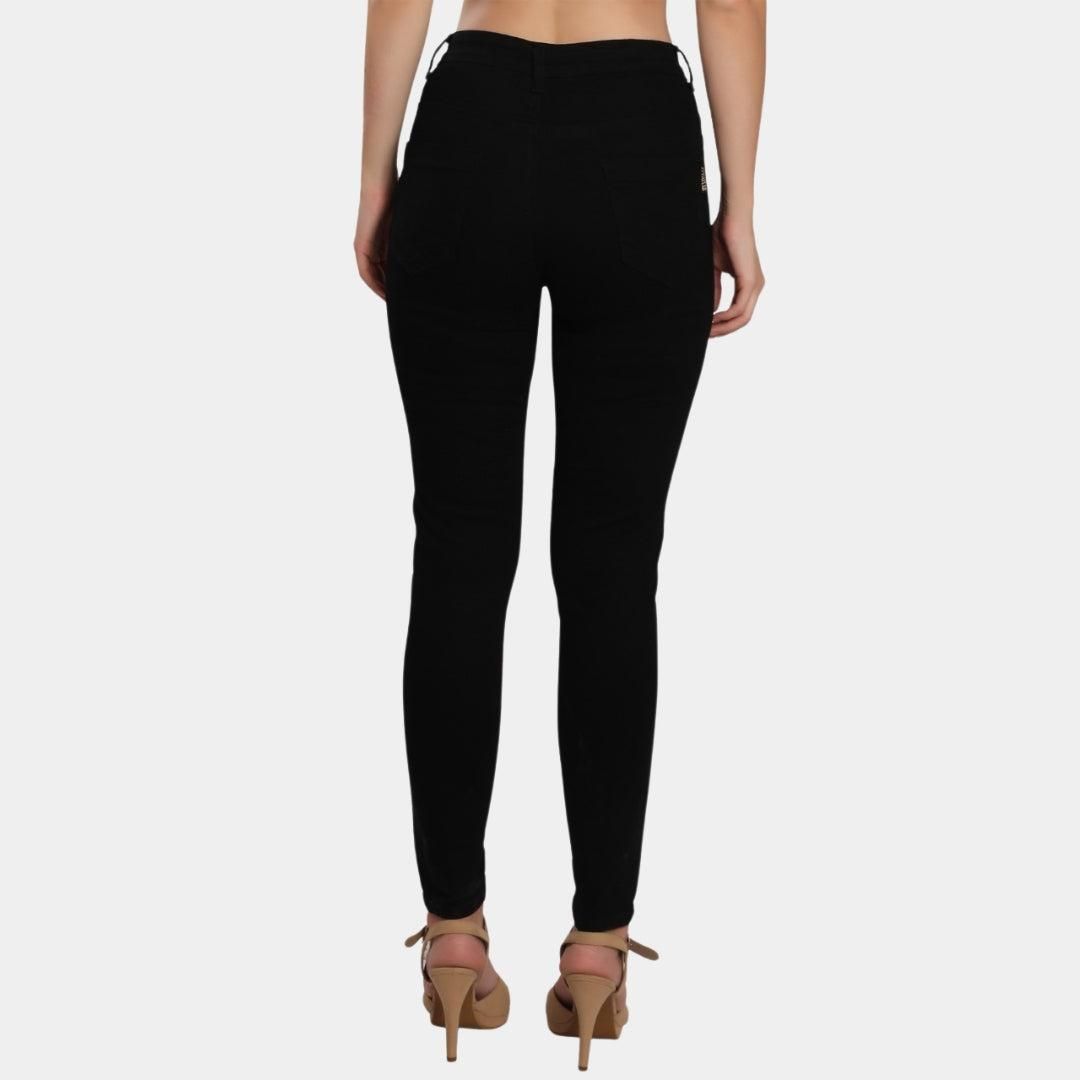 Attire Lab Women's Solid High Waist Skinny Jeans -Black Roposo Clout