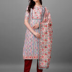 Straight Printed Round Neck Women Kurta Set Roposo Clout