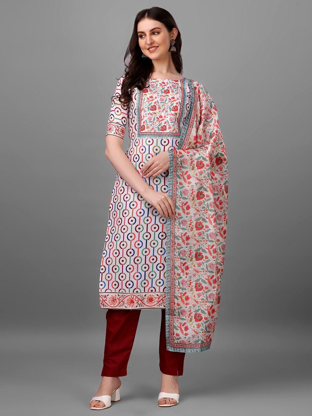 Straight Printed Round Neck Women Kurta Set Roposo Clout