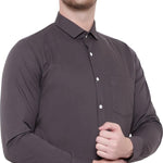 SREY Men Slim Fit Solid Grey Formal Shirt Roposo Clout