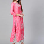 PANNKH Pink Lotus Inspired Printed Panelled Kurta Roposo Clout