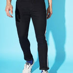 FUDE PRIDE Men's Slim Fit Mid Rise Side Tape Black Jeans Roposo Clout