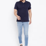 Cotton Blend Solid Half Sleeves Polo T-Shirt Roposo Clout