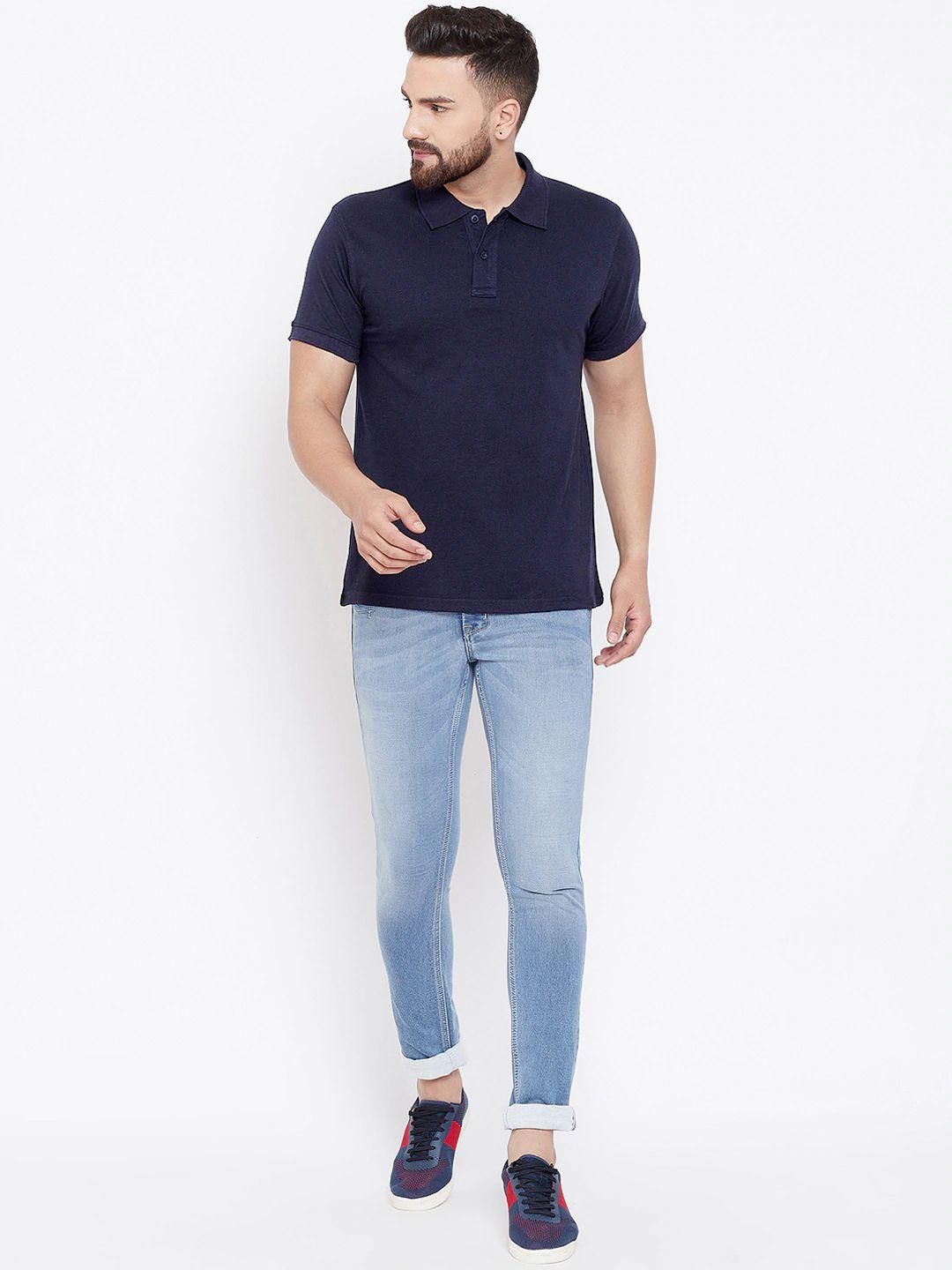 Cotton Blend Solid Half Sleeves Polo T-Shirt Roposo Clout