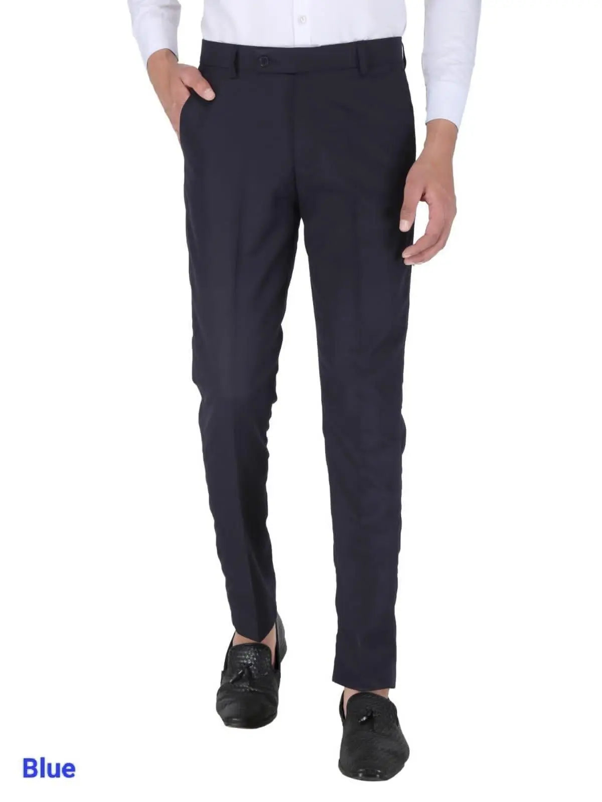 Mens Cotton Stretchable Solid Formal Trouser - shoponez.com