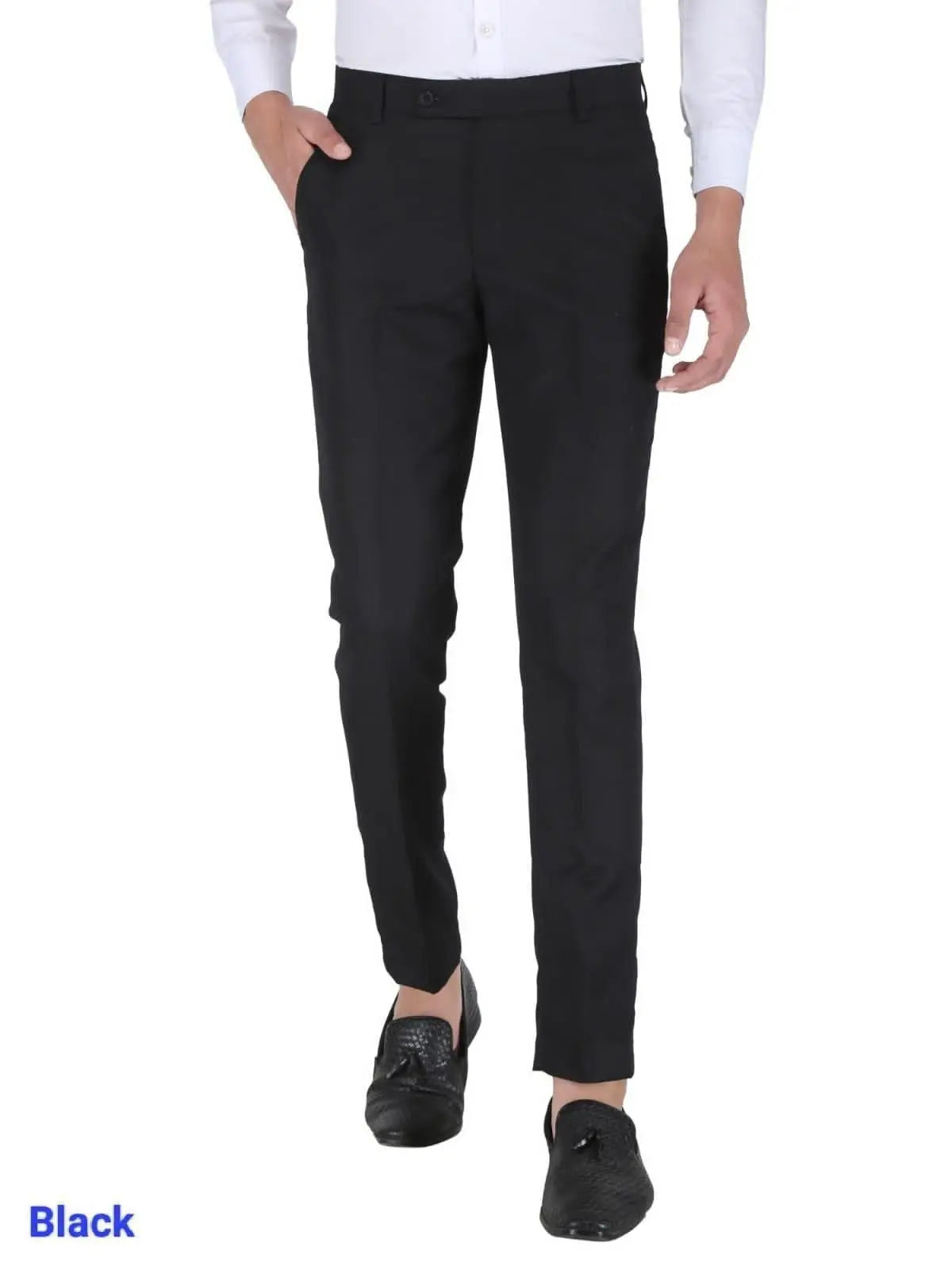 Mens Cotton Stretchable Solid Formal Trouser - shoponez.com