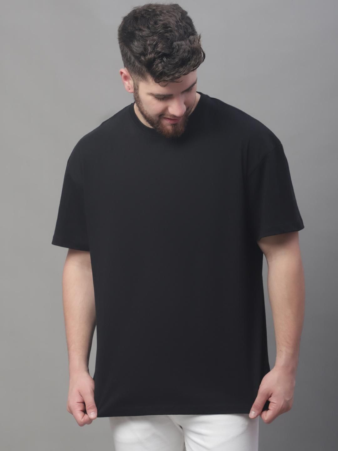 DOOR74 MENS SOLID BLACK COLOR OVERSIZE FIT TSHIRT Roposo Clout