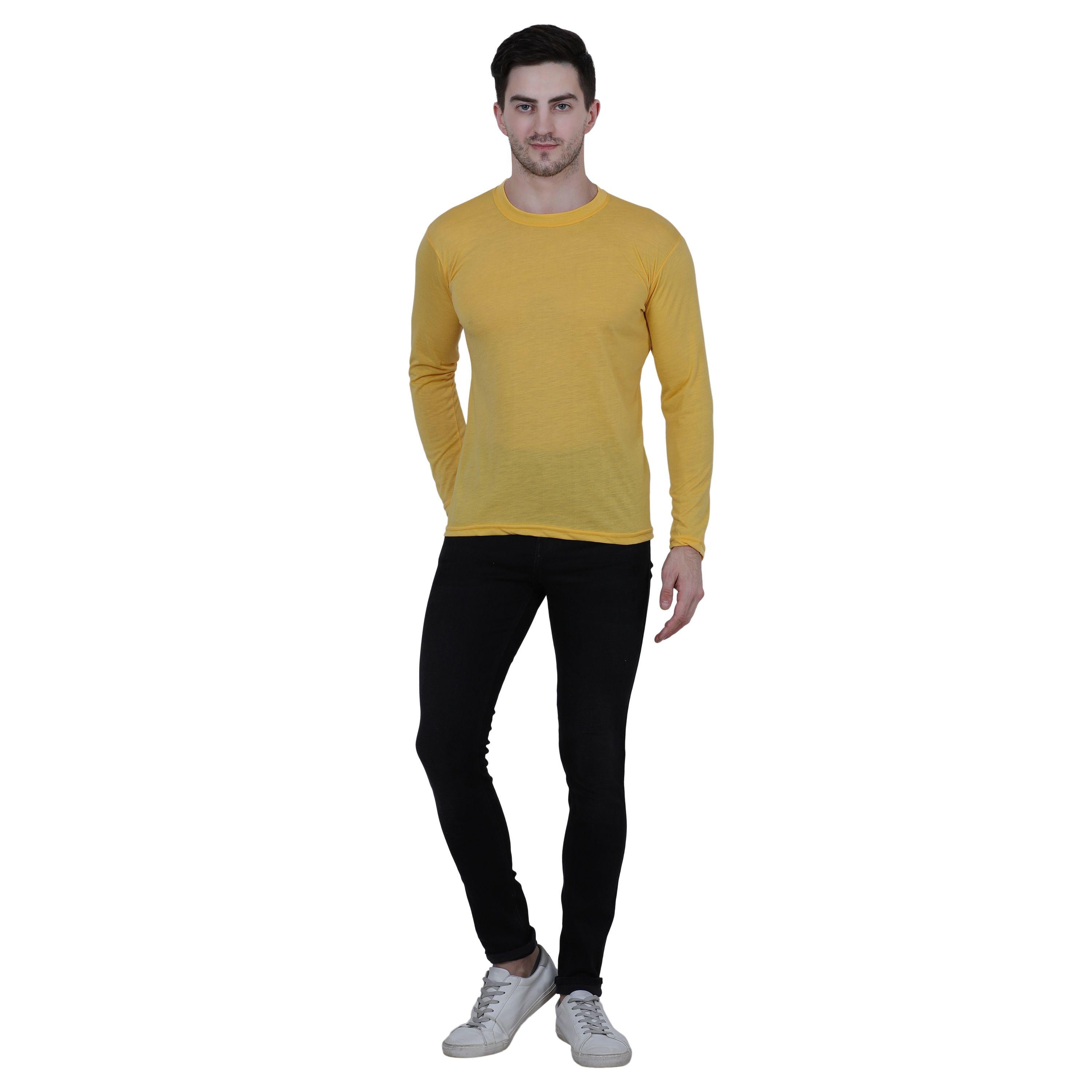 Cotton Blend Solid Full Sleeves T-Shirt Roposo Clout