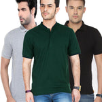 Cotton Blend Polo Neck Solid T-Shirt (Pack of 3) Roposo Clout