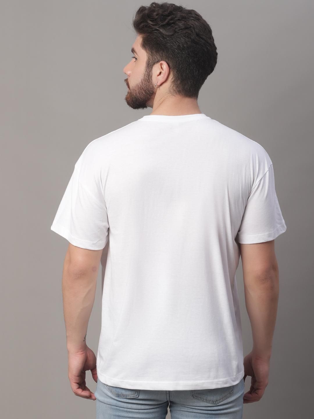 DOOR74 MENS PRINTED WHITE OVERSIZE TSHIRT Roposo Clout