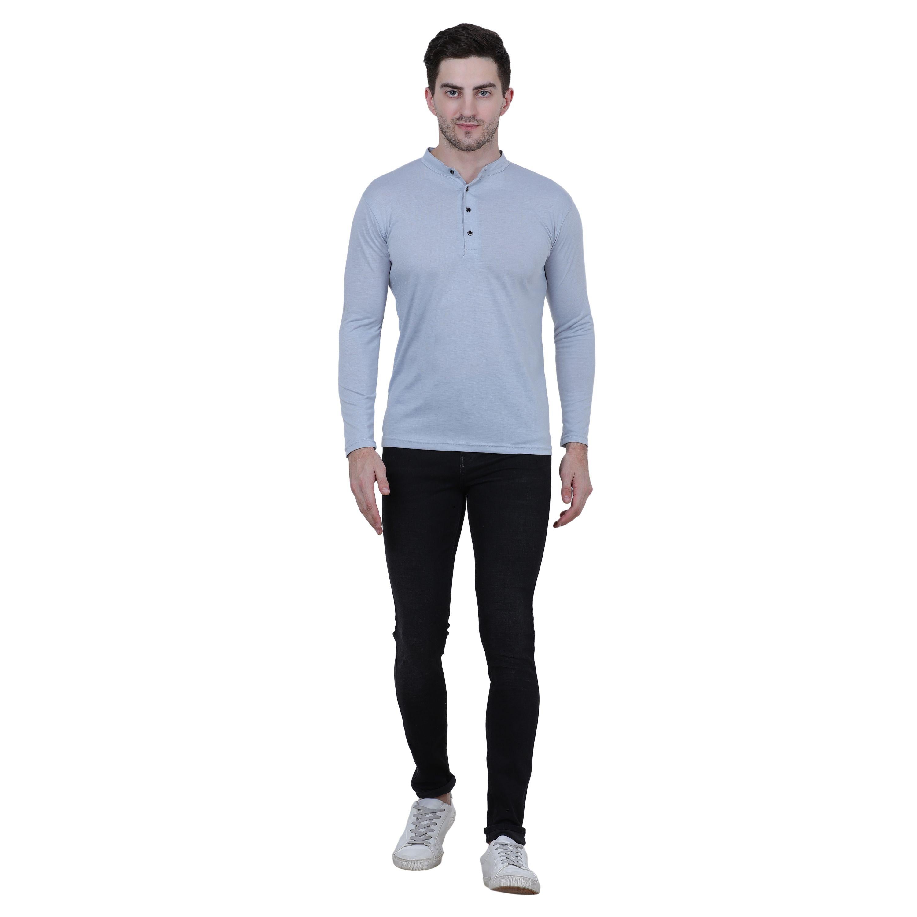 Cotton Blend Solid Full Sleeves T-Shirt Roposo Clout