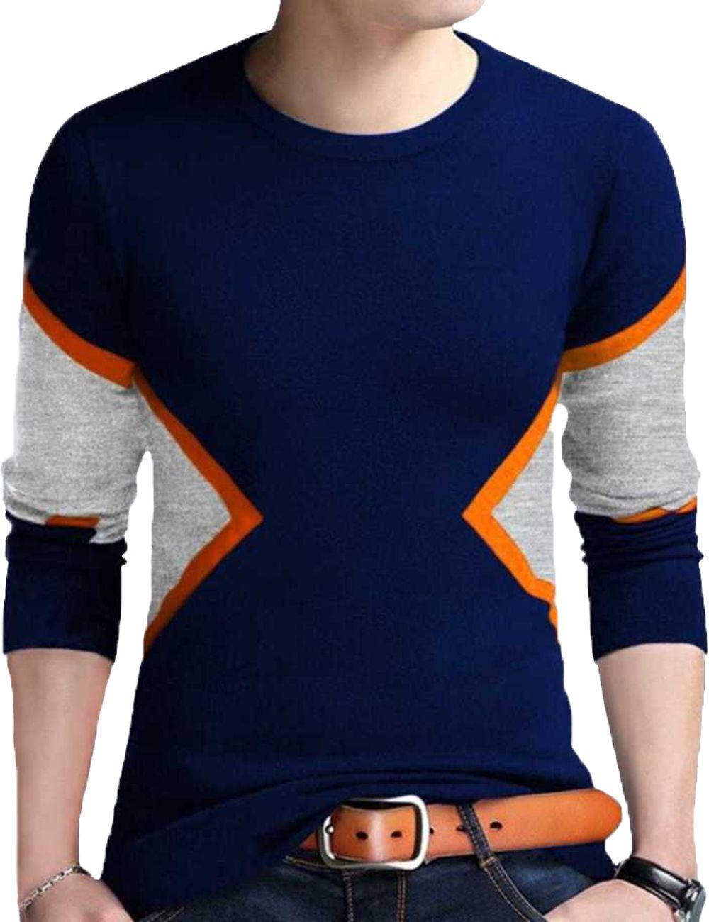 Cotton Color Block Full Sleeves Mens T-Shirt Roposo Clout