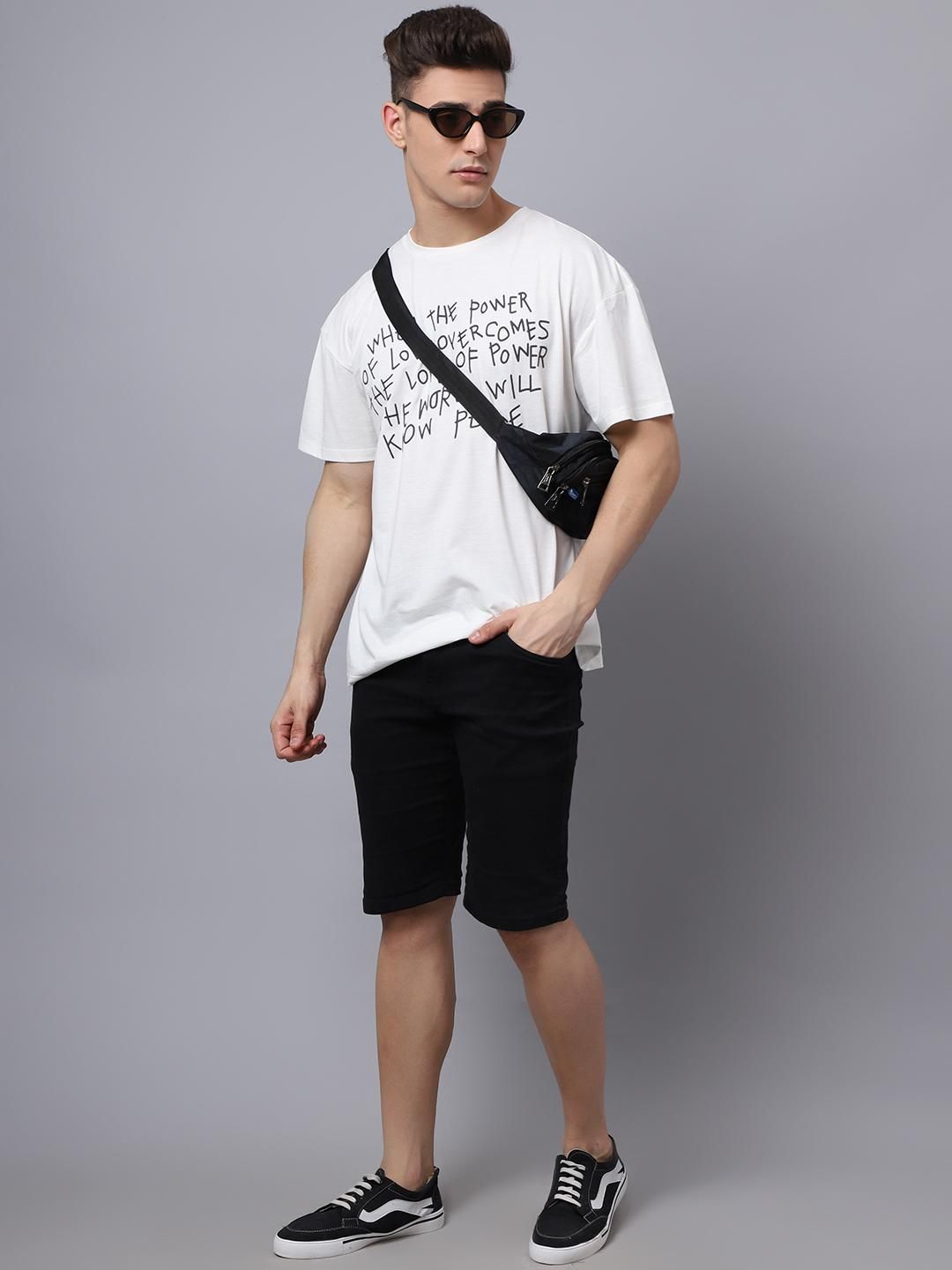 Door 74 Men Off White Graphic Printed Pure Cotton Oversized T-Shirt Roposo Clout