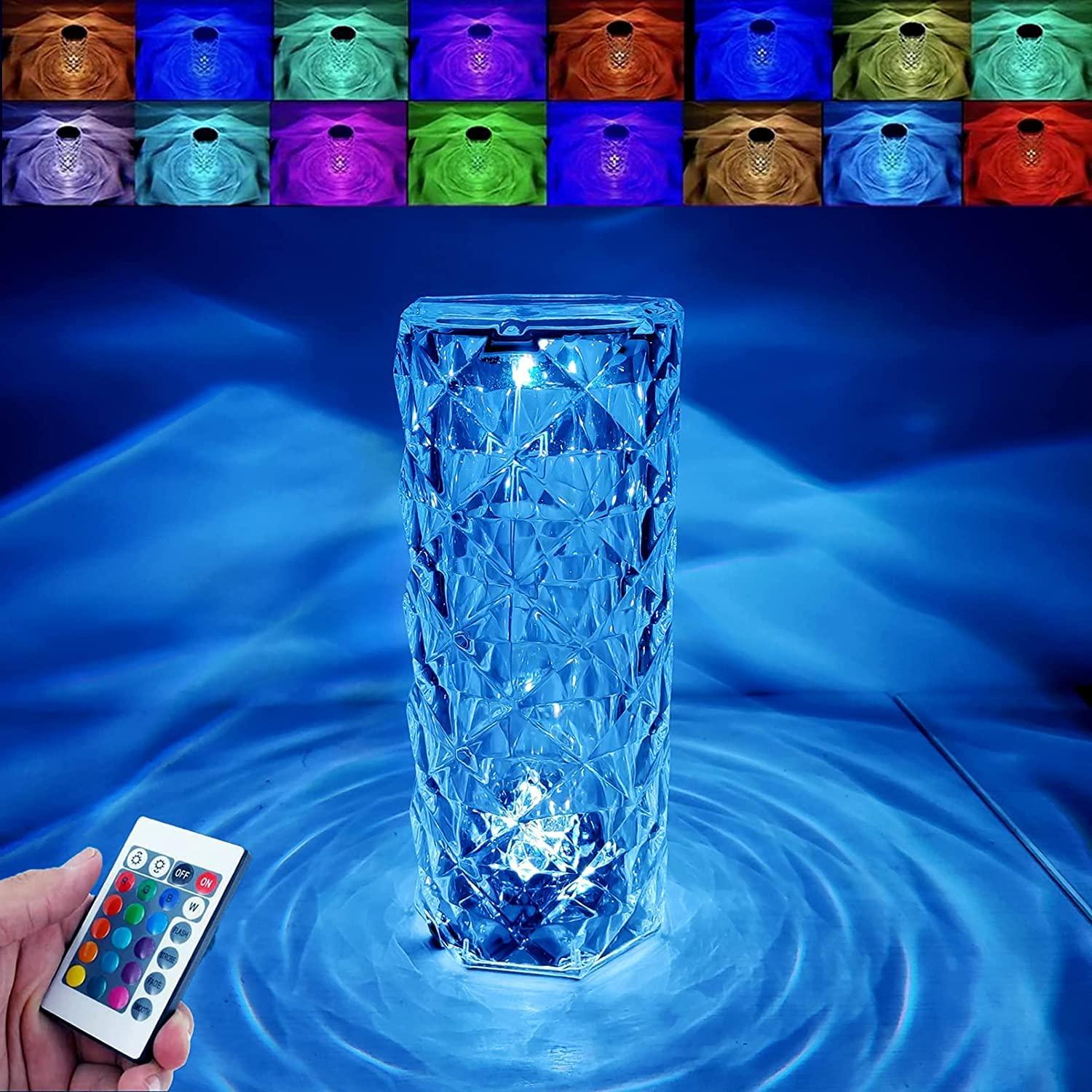 16 Color Changing Rose Crystal Diamond Table Lamp - New - shoponez.com