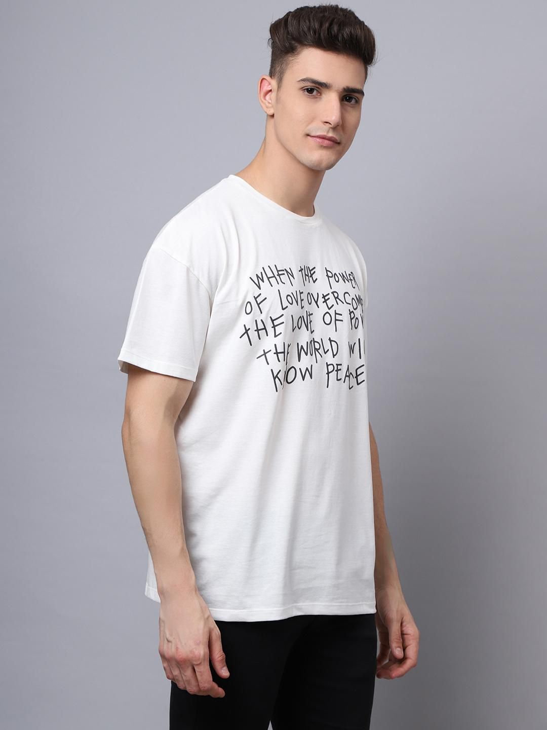 Door 74 Men Off White Graphic Printed Pure Cotton Oversized T-Shirt Roposo Clout