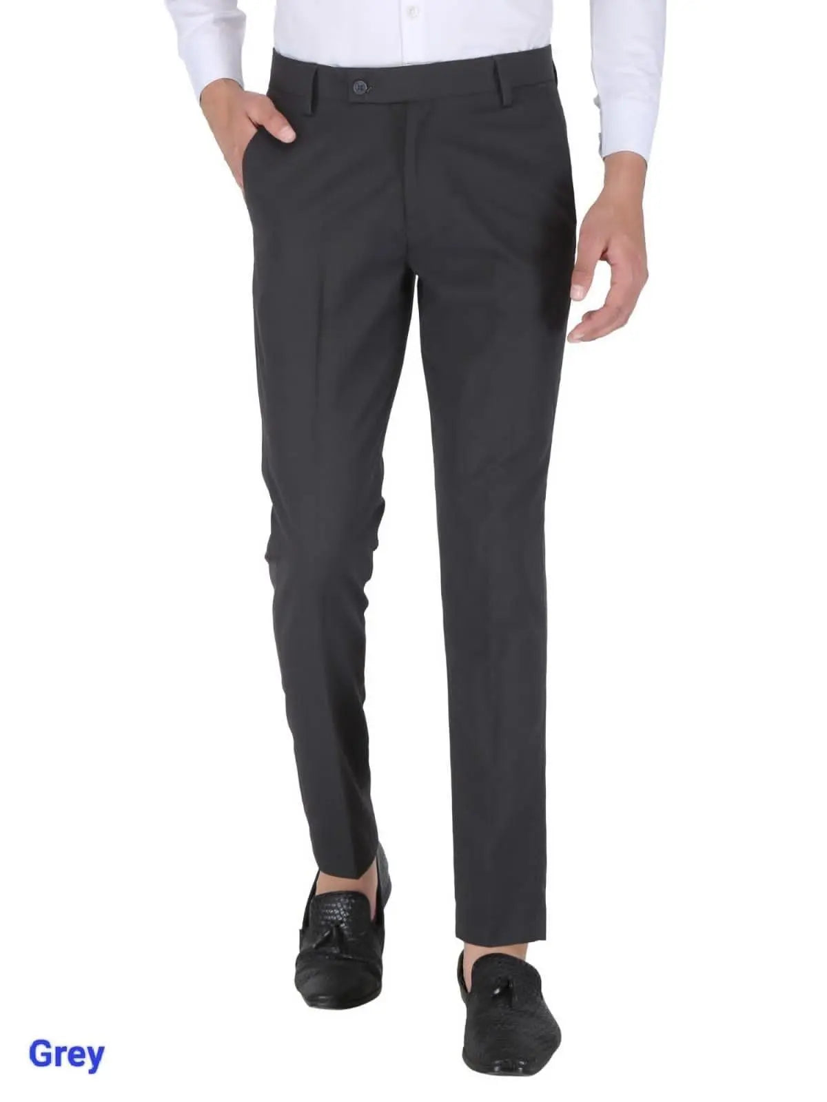 Mens Cotton Stretchable Solid Formal Trouser - shoponez.com