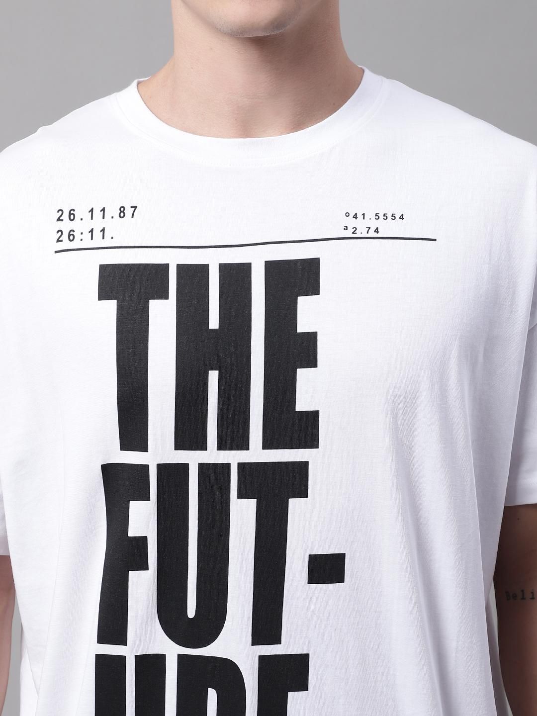 DOOR74 Mens FUTURE Printed White TSHIRT Roposo Clout